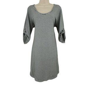 J. Jill Black and White Striped Long Sleeve Dress